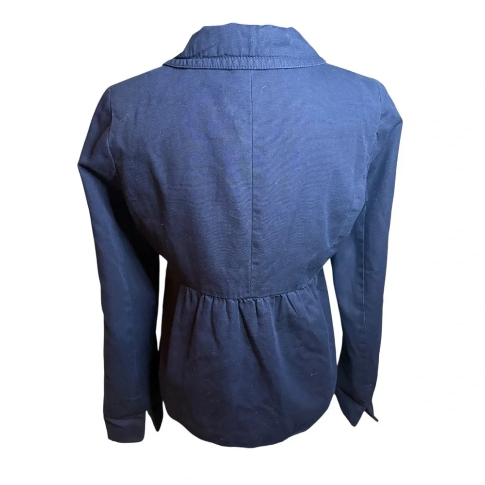 J. Crew | Navy Ottoman Molly Peplum Button Pea Coat | Sz 8 - Picture 7 of 9